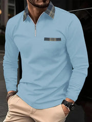 Men's Personalized 3d Digital Printing Long-sleeve Zipper Polo Shirt Top