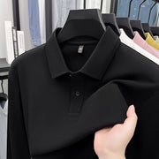 Mercerized Cotton Long-sleeved Polo Shirt Men's Spring And Autumn Casual Clothing For Middle-aged Dad Breathable Bottoming