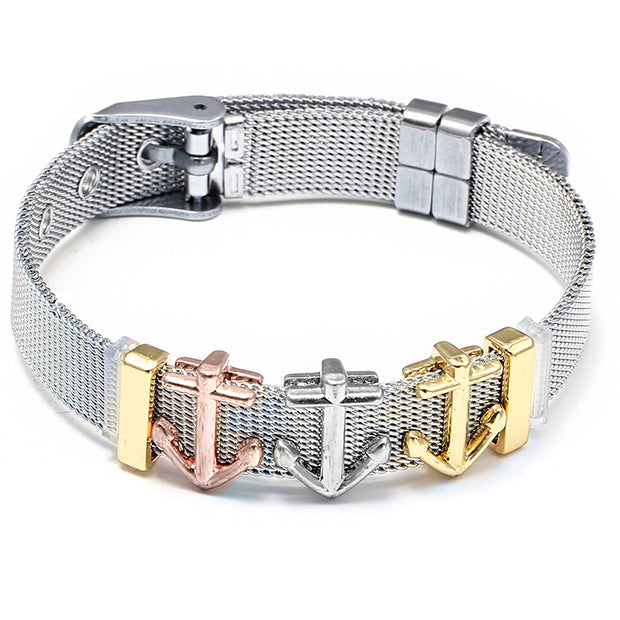 Keeper Combination Anchor Stainless Steel Bracelet