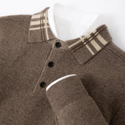 POLO Lapel Pullover Multicolor Casual Loose Cashmere Knitted Bottoming Shirt