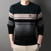 Fleece-lined Thickened Striped Fashion Pullover Base Knitwear