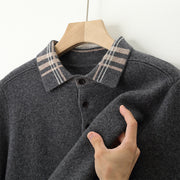 POLO Lapel Pullover Multicolor Casual Loose Cashmere Knitted Bottoming Shirt