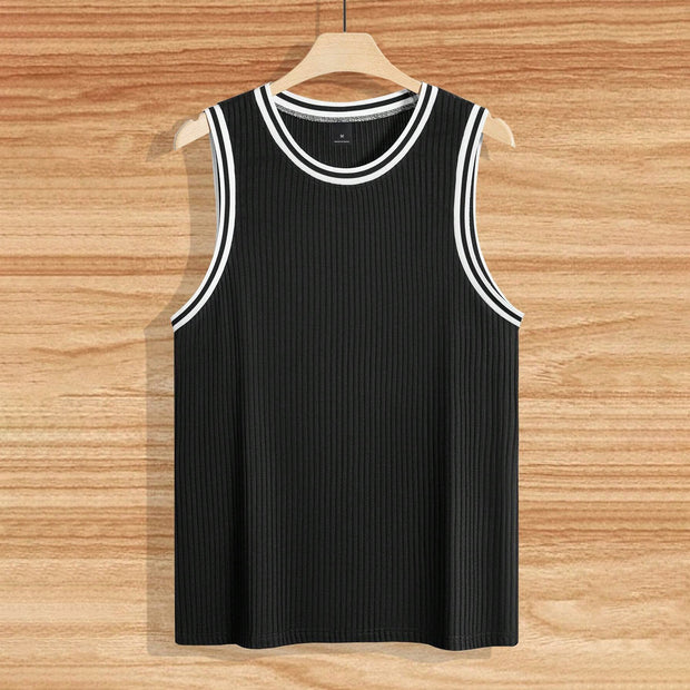 Knitted Vertical Stripes Fitness Sports Slim-fitting Vest