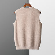 Men's Round Neck Jacquard Pullover Business Knitted Outerwear Vest