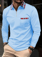 Men's Personalized 3d Digital Printing Long-sleeve Zipper Polo Shirt Top