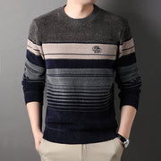Fleece-lined Thickened Striped Fashion Pullover Base Knitwear