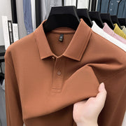 Mercerized Cotton Long-sleeved Polo Shirt Men's Spring And Autumn Casual Clothing For Middle-aged Dad Breathable Bottoming