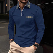 Men's Personalized 3d Digital Printing Long-sleeve Zipper Polo Shirt Top