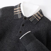 POLO Lapel Pullover Multicolor Casual Loose Cashmere Knitted Bottoming Shirt