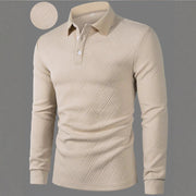 Men's Versatile Solid Color Fashion Lapel Long Sleeve Polo Shirt
