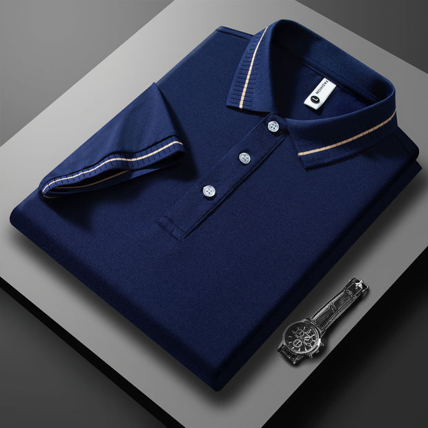 Business Lapel Breathable High-end European Size Casual Polo Shirt