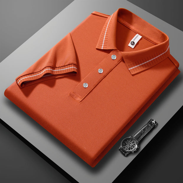 Business Lapel Breathable High-end European Size Casual Polo Shirt