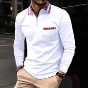 Men's Personalized 3d Digital Printing Long-sleeve Zipper Polo Shirt Top