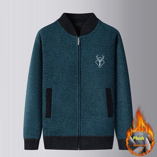 Men's Middle-aged Leisure Simple Warm Knitted Cardigan
