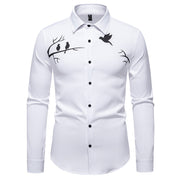 Men's Printed Casual Slim-fit Long-sleeved Shirt