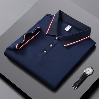 Fashion Is Ice Silk Lapel Short Sleeve Polo Shirt