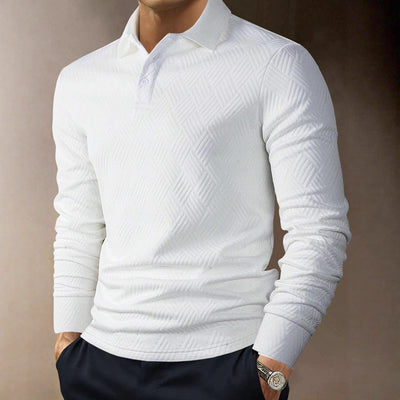 Men's Versatile Solid Color Fashion Lapel Long Sleeve Polo Shirt