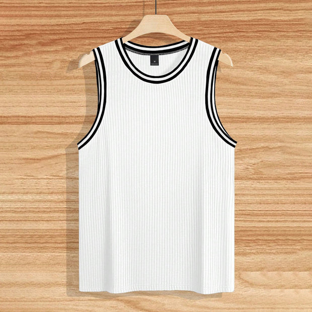 Knitted Vertical Stripes Fitness Sports Slim-fitting Vest