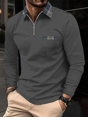Men's Personalized 3d Digital Printing Long-sleeve Zipper Polo Shirt Top