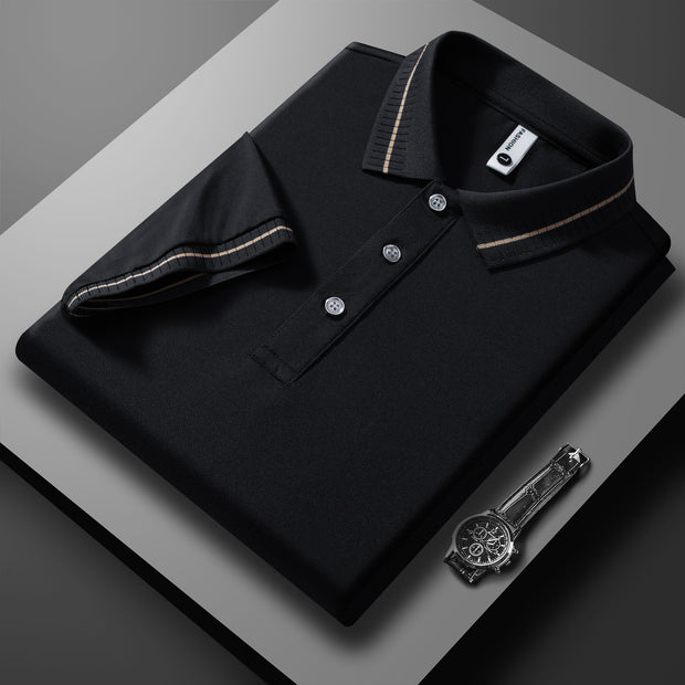 Business Lapel Breathable High-end European Size Casual Polo Shirt