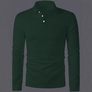 Men's Versatile Solid Color Fashion Lapel Long Sleeve Polo Shirt