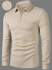 Men's Versatile Solid Color Fashion Lapel Long Sleeve Polo Shirt