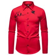 Men's Printed Casual Slim-fit Long-sleeved Shirt