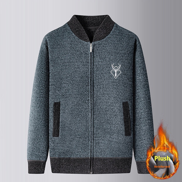 Men's Middle-aged Leisure Simple Warm Knitted Cardigan