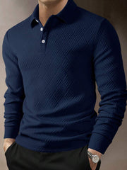 Men's Versatile Solid Color Fashion Lapel Long Sleeve Polo Shirt